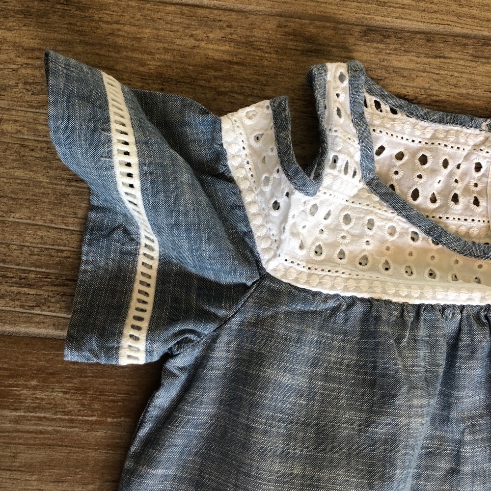 NWT Cat & Jack Denim Open Shoulder Dress - Picture 3 of 9